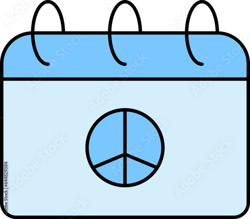Peace Day Calender Icon In Blue Color.