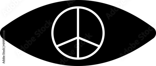 Glyph Style Peace Symbol In Eye Icon.