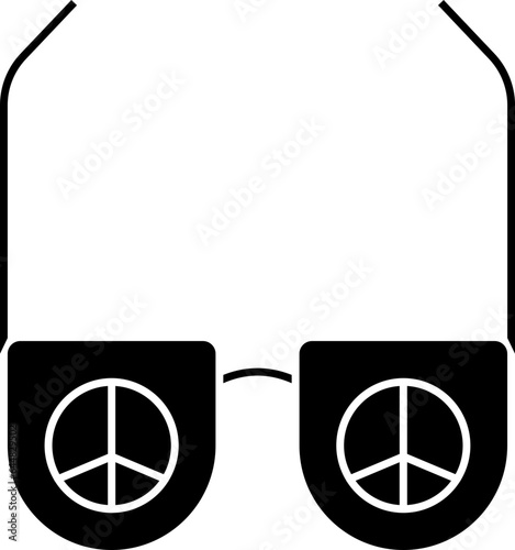 Peace Or Hippie Glasses Icon In B&W Color.