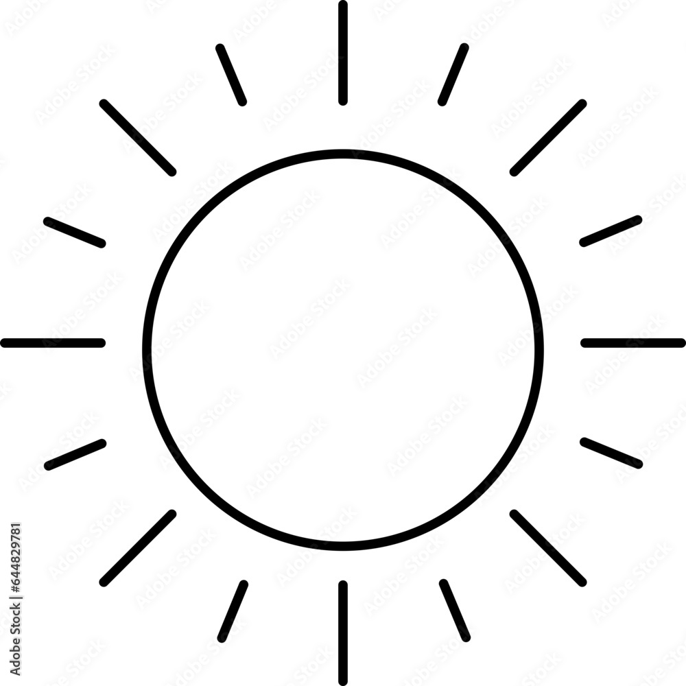 Black Line Art Illustration Of Sun Icon. Black Line Art Illustration Of Sun Icon.