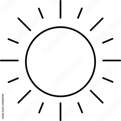 Black Line Art Illustration Of Sun Icon.