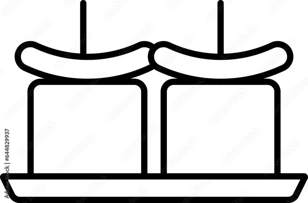 Paneer Tikka Icon In Black Line Art. Paneer Tikka Icon In Black Line Art.