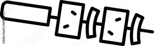 Shish Kebab Icon In Black Line Art.