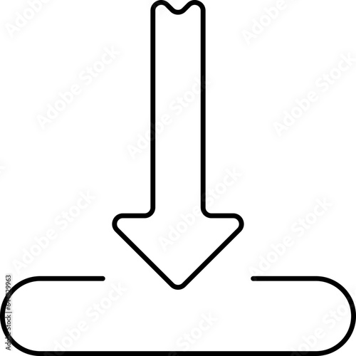 Down Arrow Flat Icon In Line Art.