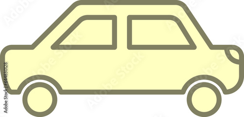 Flat Style Car Icon In Yellow Color.