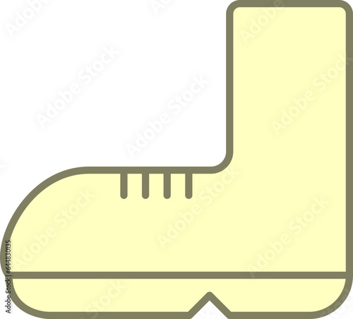 Yellow Boot Icon In Flat Style.