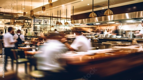 Blurred abstract background luxury restaurant interior