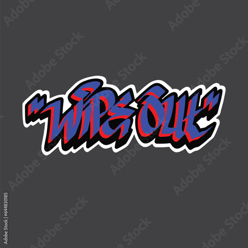 Wipe out text in word handwriting style graffiti design illustration art simple font