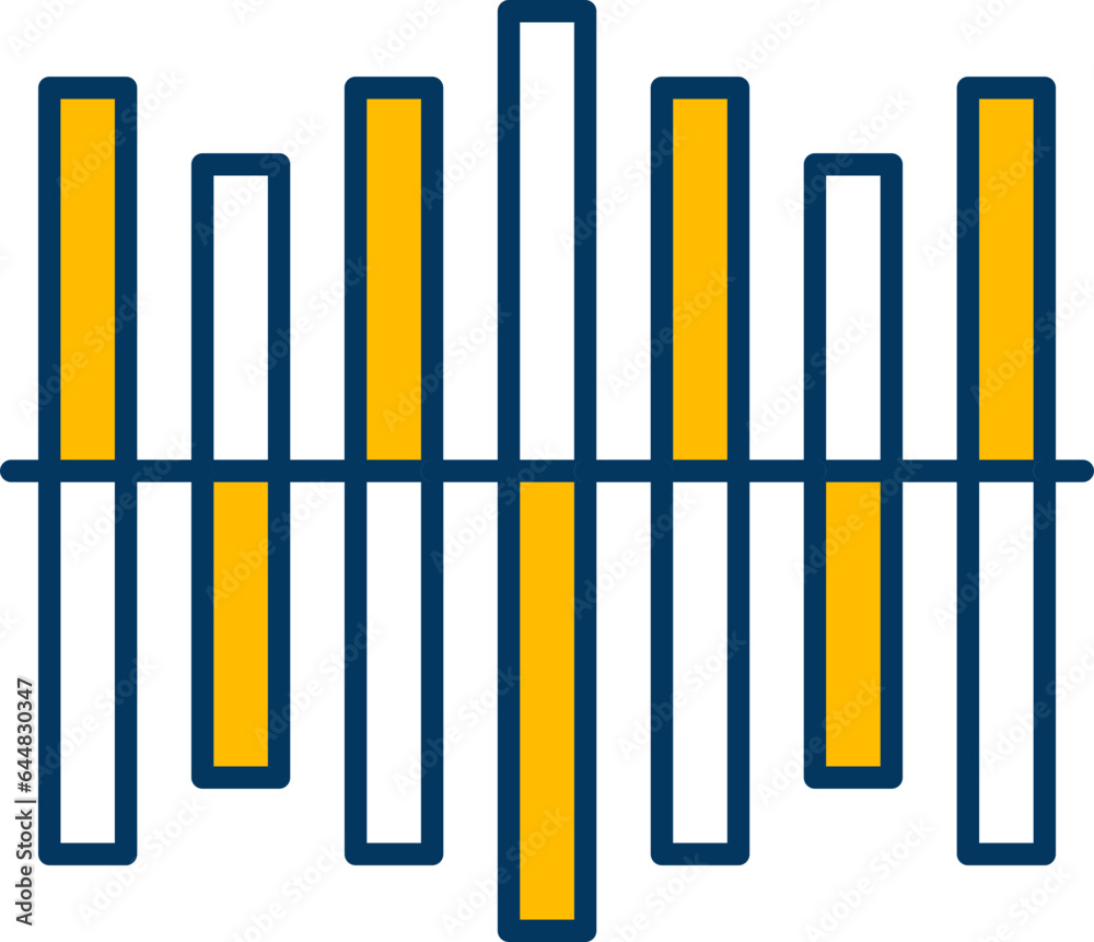 Audio Graph Icon In Yellow And White Color. Audio Graph Icon In Yellow And White Color.