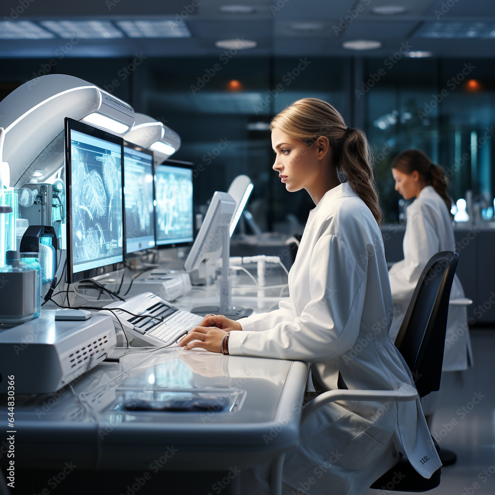 Scientists working in the laboratory. Ai generative.
