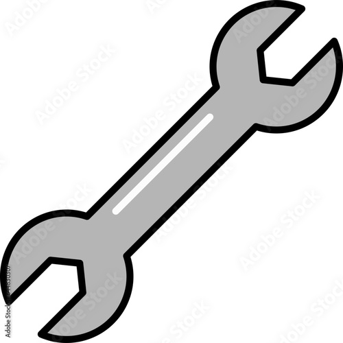 Double Sided Wrench Icon In Gray Color.