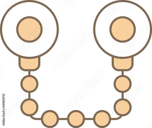 Handcuffs Icon In White And Brown Color.