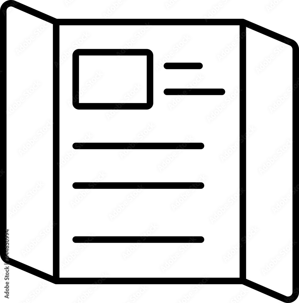 Brochure Icon In Black Line Art. Brochure Icon In Black Line Art.