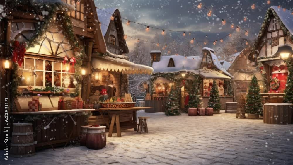 christmas lights in the city. seamless looping time-lapse virtual video animation background.