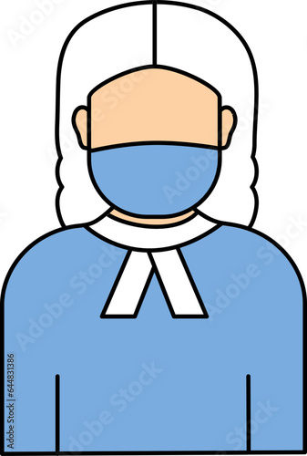 Blue And White Female Judge Wear Mask Icon.