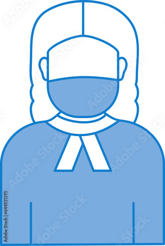 Blue And White Female Judge Wear Mask Icon.