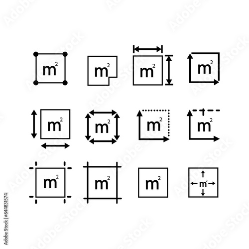 m2 area line art icon design vector. Vector illustration