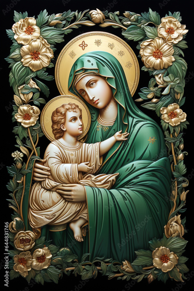 Fototapeta premium Mother of God of the Herbs. AI generativ