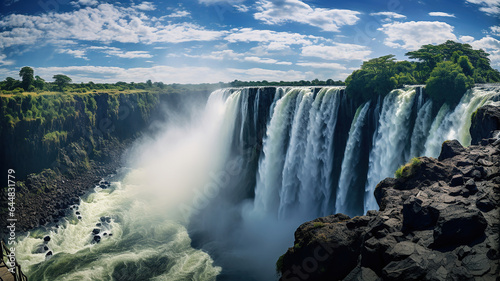 the immense cascade of water at Victoria Falls  one of the world s largest waterfalls