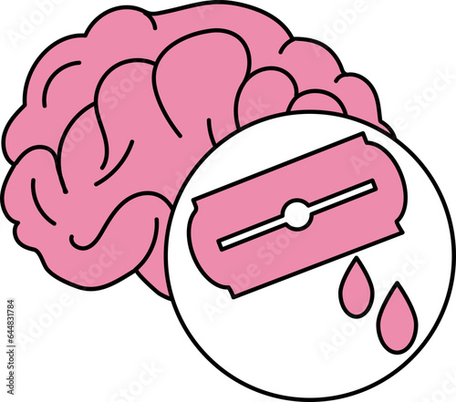 Pink Brain Surgery Icon In Flat Style.