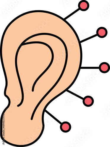 Ear Acupuncture Icon In Peach And Red Color.