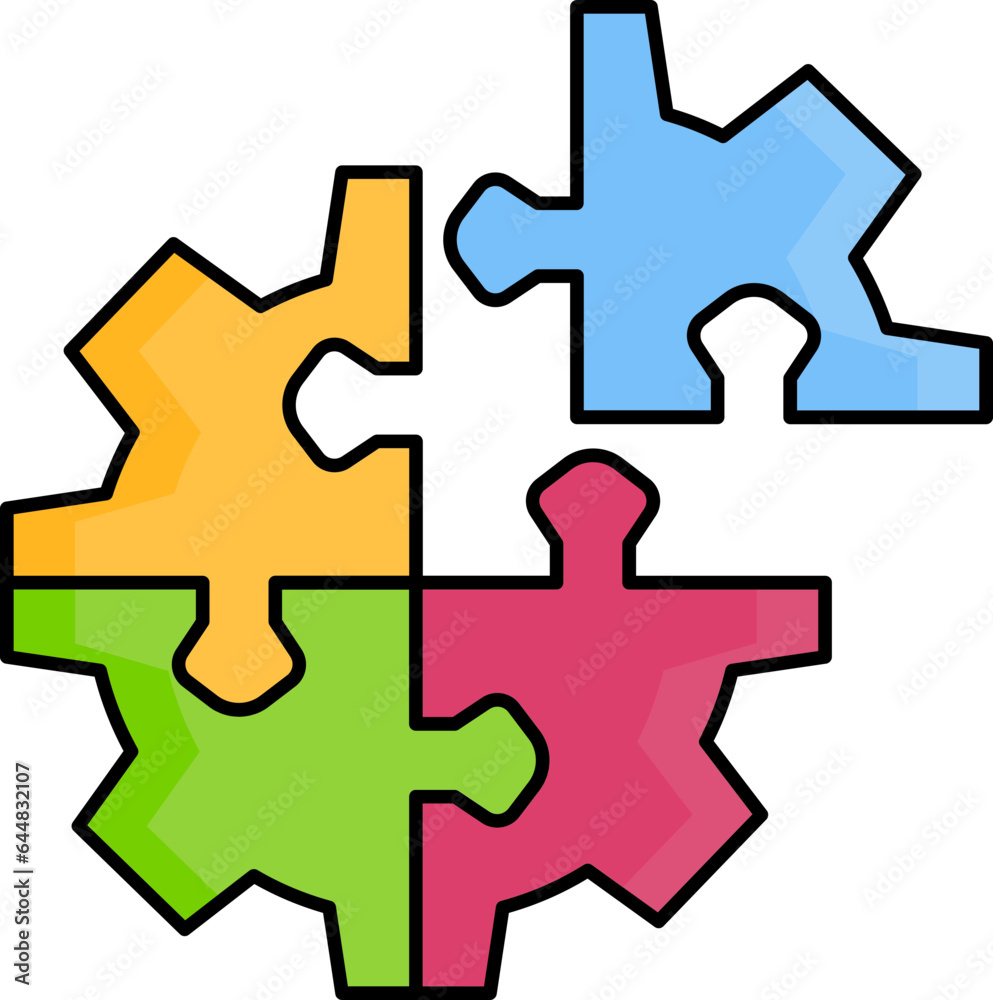 Illustration of Gear Shaped Puzzle Icon in Flat Style. Illustration of Gear Shaped Puzzle Icon in Flat Style.