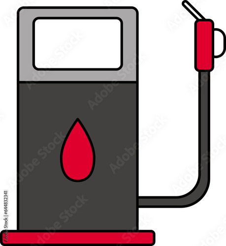 Illustration Of Fuel Pump Icon In Red And Gray Color.