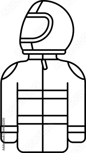 Race Driver Costume Icon In Line Art.