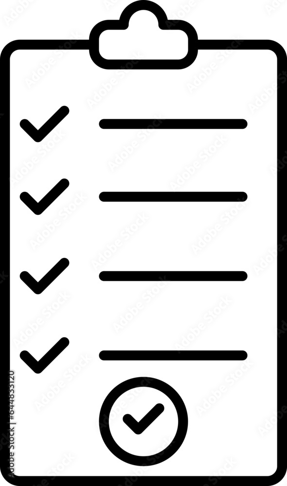 Check Document Paper On Clipboard Black Stroke Icon. Check Document Paper On Clipboard Black Stroke Icon.
