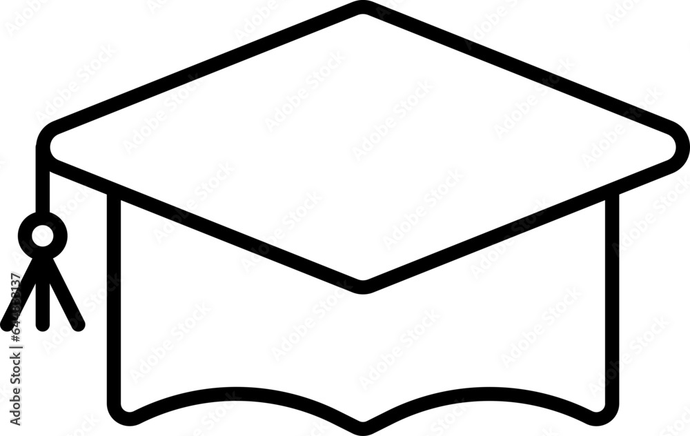 Flat Style Graduation Cap Thin Line Icon. Flat Style Graduation Cap Thin Line Icon.