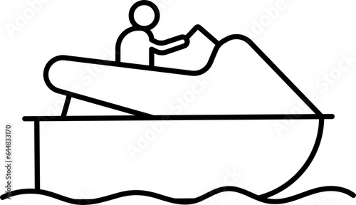 Jet Ski Icon In Thin Line Art.