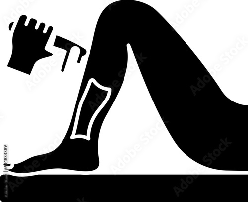 Illustration Of Waxing Over Leg Icon In B&W Color.