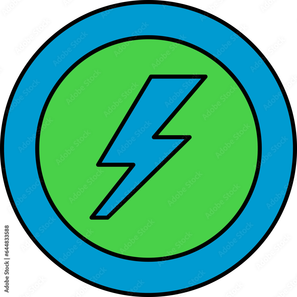 Green And Blue Flash Symbol On Round Background. Green And Blue Flash Symbol On Round Background.