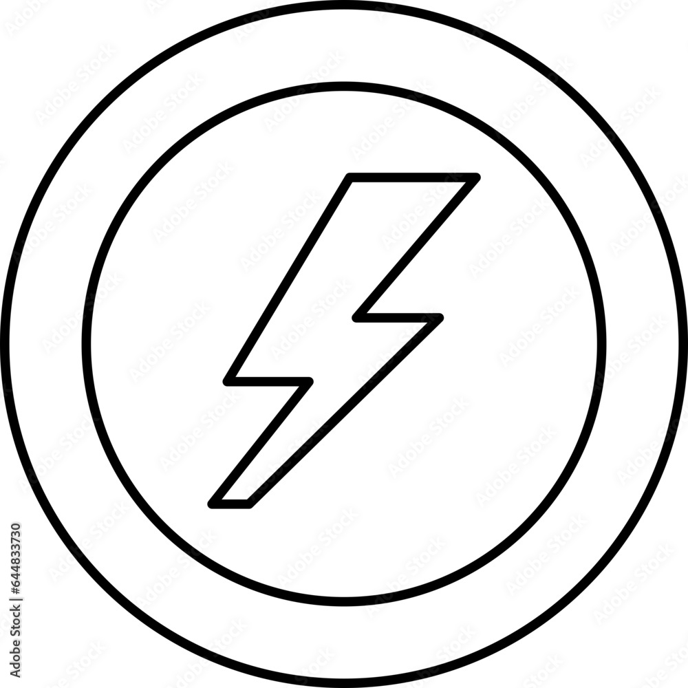 Line Art Flash Symbol On Round Background. Line Art Flash Symbol On Round Background.