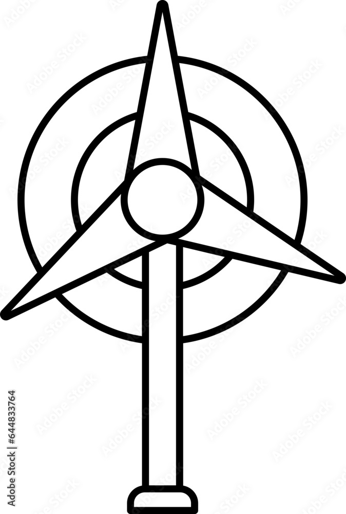 Isolated Windmill Icon In Black Line Art. Isolated Windmill Icon In Black Line Art.