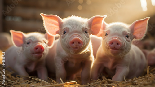 a group of piglets playing together in the barn