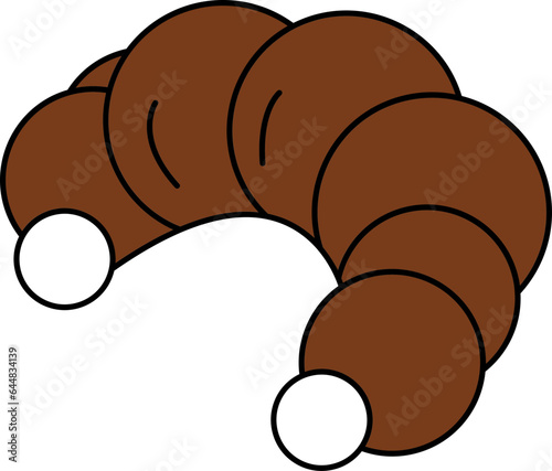 Illustration Of Croissant Icon In Brown And White Color.
