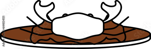 Illustration Of Crab Dish On Plate Icon In Brown And White Color.