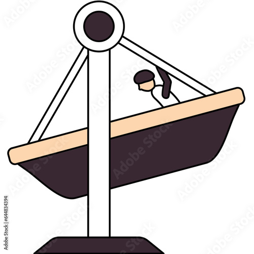 White And Magenta Boy Sit On Boat Swing Icon.