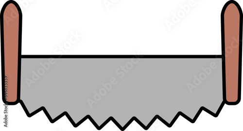 Flat Style Handsaw Icon In Grey And Brown Color.