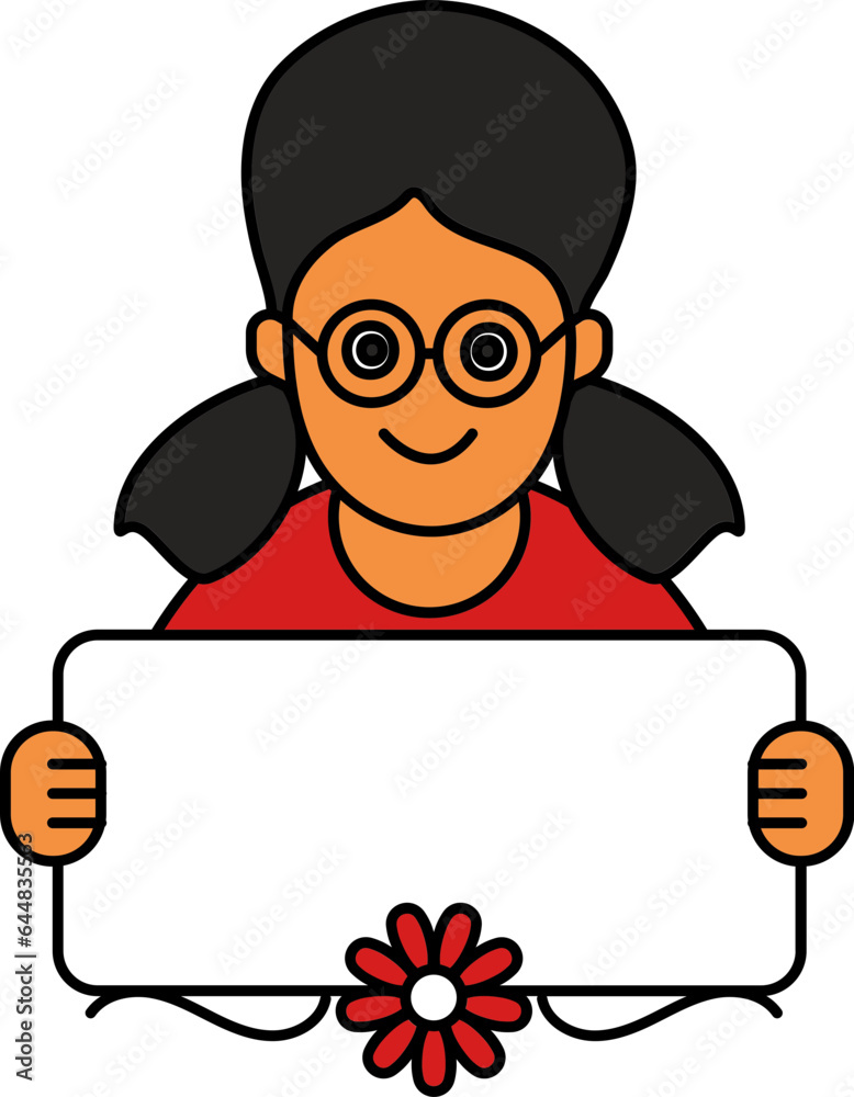 Greeting Card Showing Girl Colorful Icon.