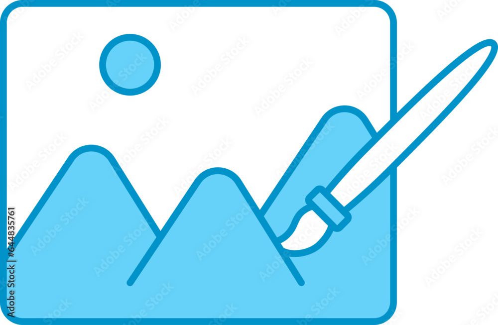 Fototapeta premium Panting With Brush Icon In Blue And White Color.