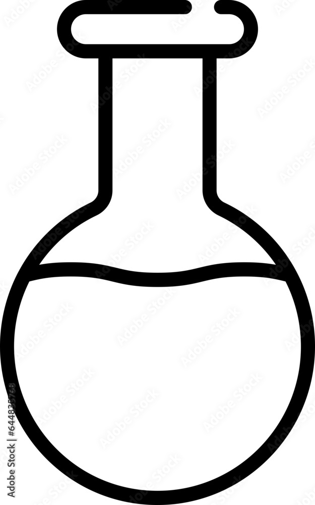 Round Bottom Flask Icon In Black Outline. Round Bottom Flask Icon In Black Outline.