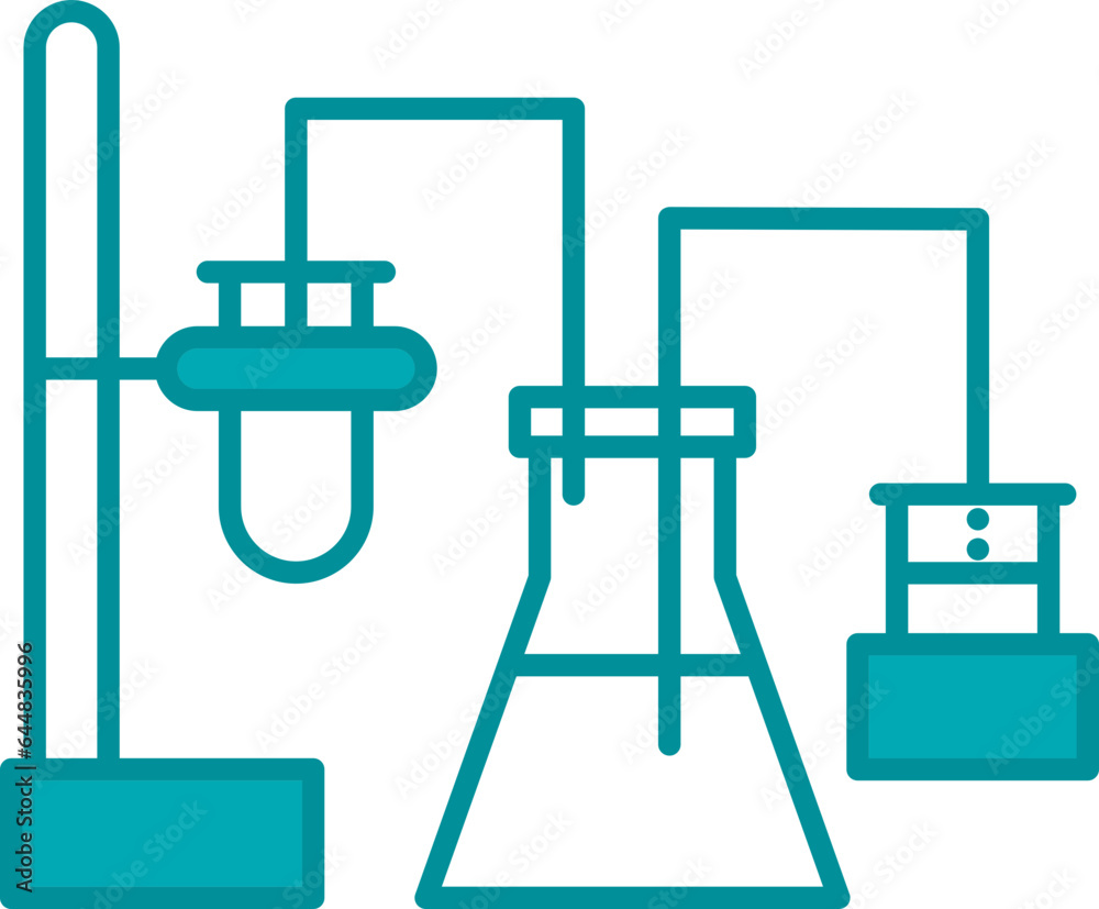 Chemical Research Icon In Cyan And White Color. Chemical Research Icon In Cyan And White Color.