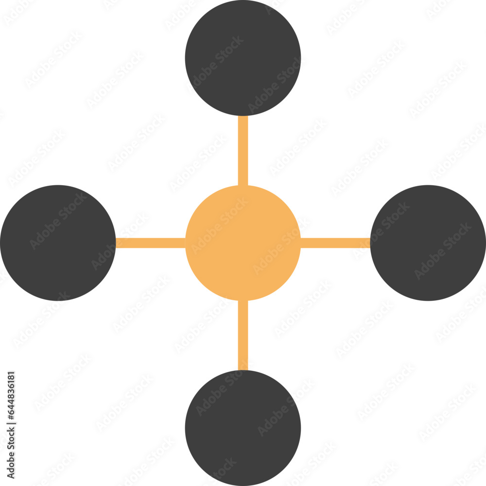 Structure Or Connection Icon In Black And Yellow Color. Structure Or Connection Icon In Black And Yellow Color.