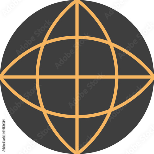 Globe Icon In Black And Yellow Color.