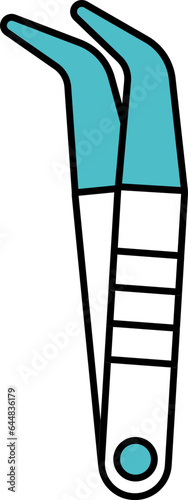 Tweezers Icon In Turquoise And White Color.