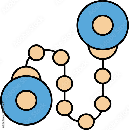 Handcuffs Icon In Blue And Orange Color.