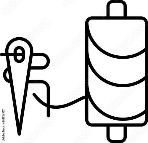 Linear Style Thread Spool And Needle Icon.