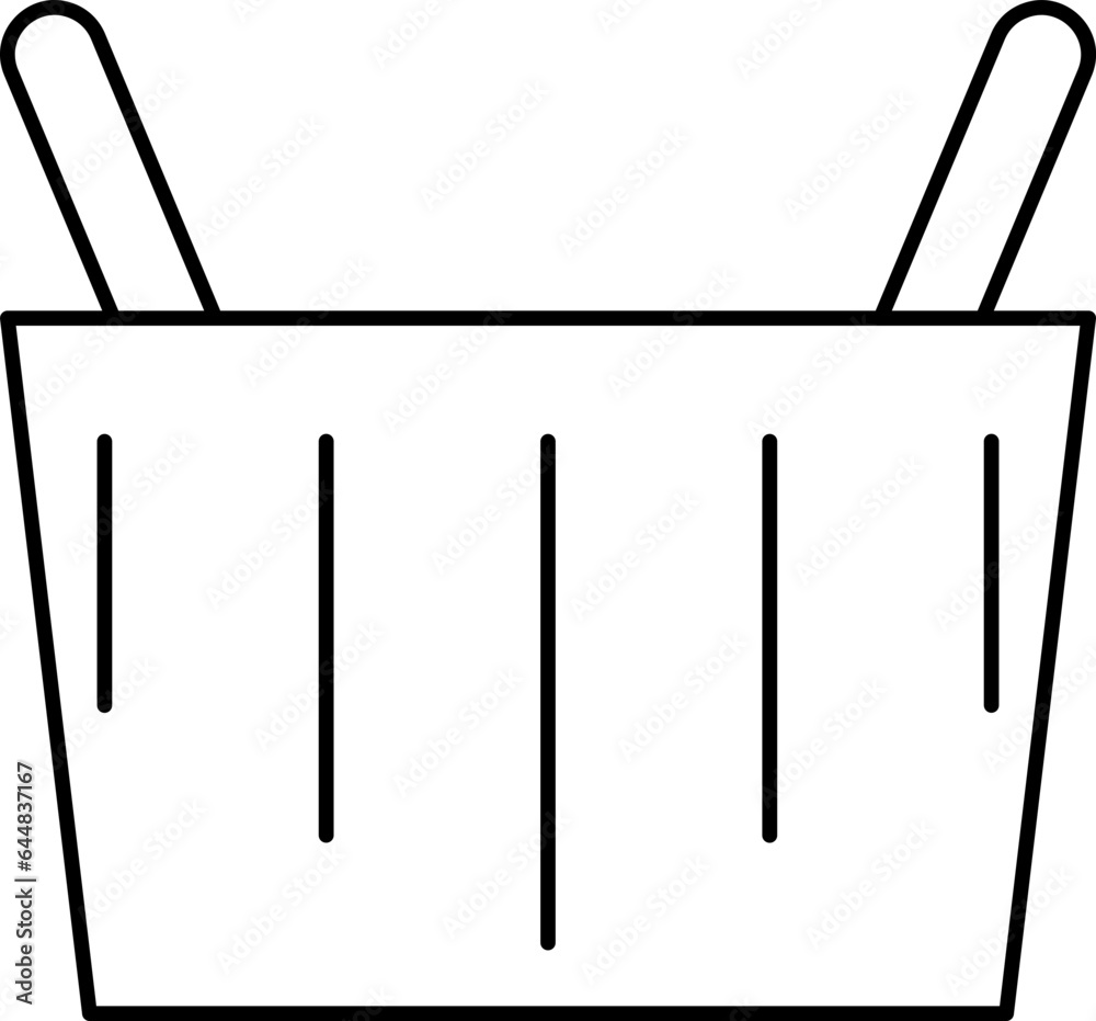 Isolated Basket In Black Stroke. Isolated Basket In Black Stroke.